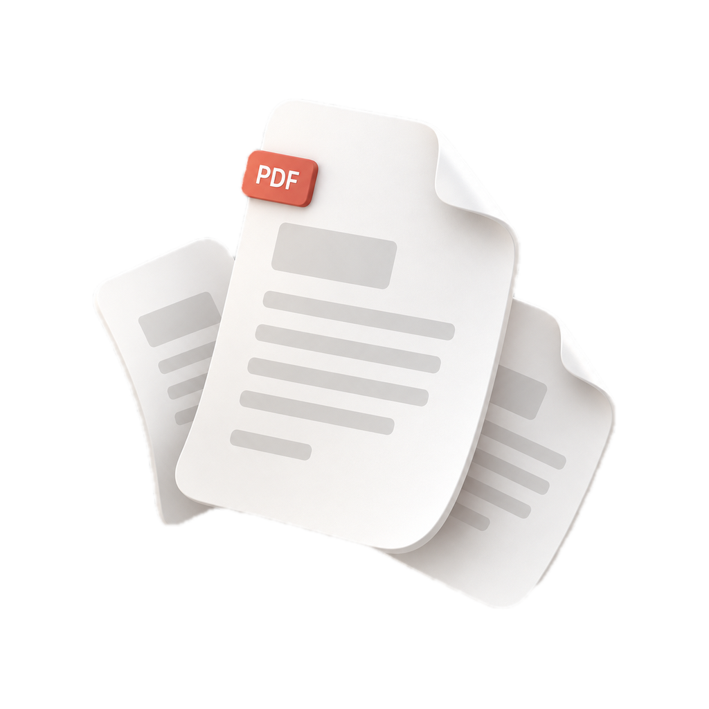 Floating white PDF documents