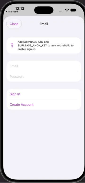 Email sign-in asks for keys