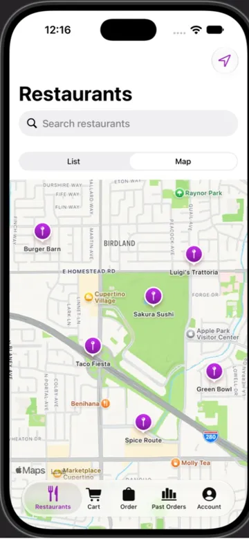 Restaurant map