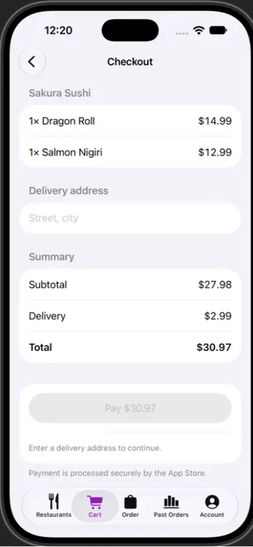 Checkout summary