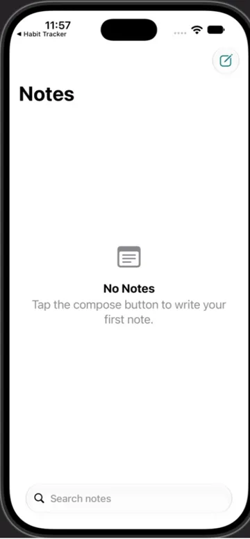 Notes list with search