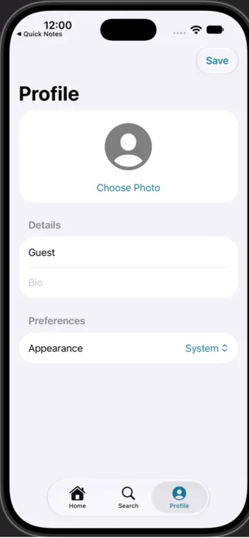 Profile tab